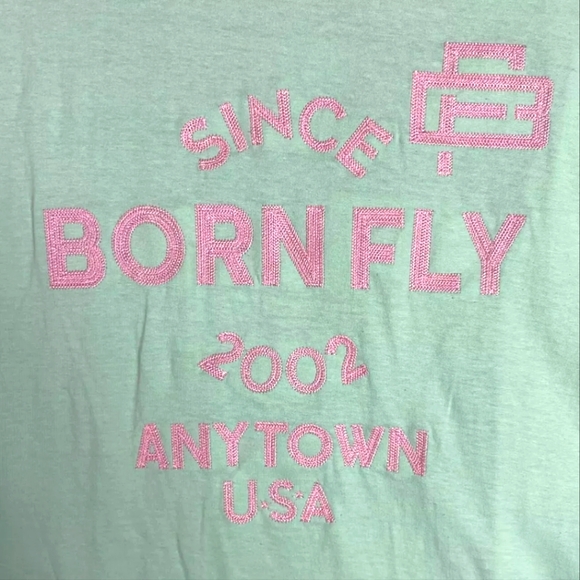 Born Fly T-Shirt Mint Green and Pink - Men's Size 2XL New In Bag - Picture 3 of 6